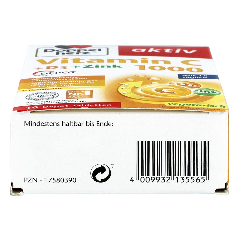 Doppelherz Vitamin C 1000 + D3 + Zink Depot Tabletten, 30 St PZN 17580390