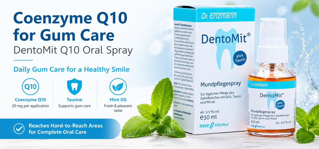 Coenzyme Q10 for Gum Care: Discover DentoMit Q10 Oral Spray with Taurine & Mint Oil