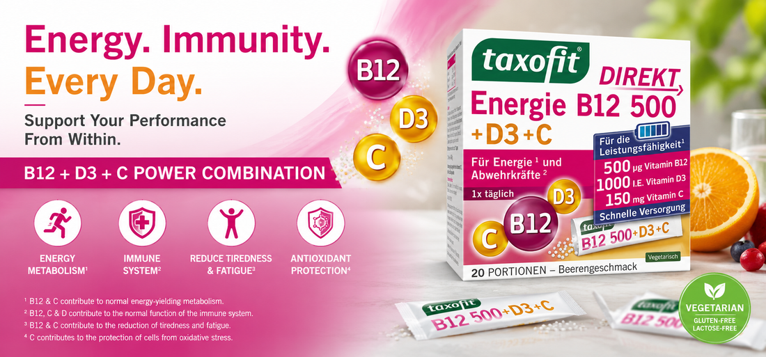 Vitamin B12, D3 & C: Why This Vitamin Combination Works Well for Energy & Immunity