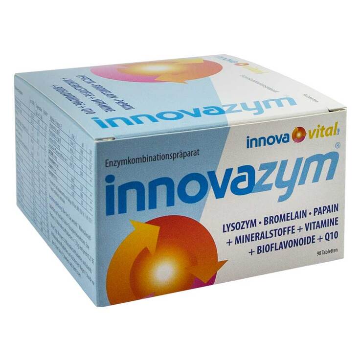 德国原装 Innovazym蛋白酶片98粒 | 含菠萝蛋白酶、木瓜蛋白酶、溶菌酶和辅酶 Q10 的酶复合物 | 德国制造 | PZN 06816613