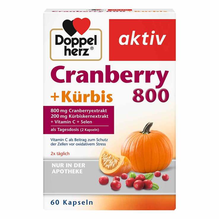 Doppelherz Cranberry Pumpkin Capsules 60 Count PZN 07625074 Germany Vitamin C Selenium Immune & Bladder Support