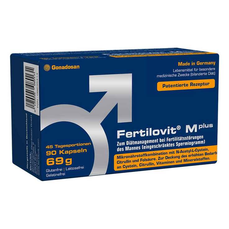 德国原装 Fertilovit M 男性备孕复合营养素胶囊 90粒 提高精子活力 含左旋肉碱、左旋瓜氨酸、N-乙酰半胱氨酸、辅酶Q10和抗氧化剂 | 纯素 德国制造 PZN 09235414
