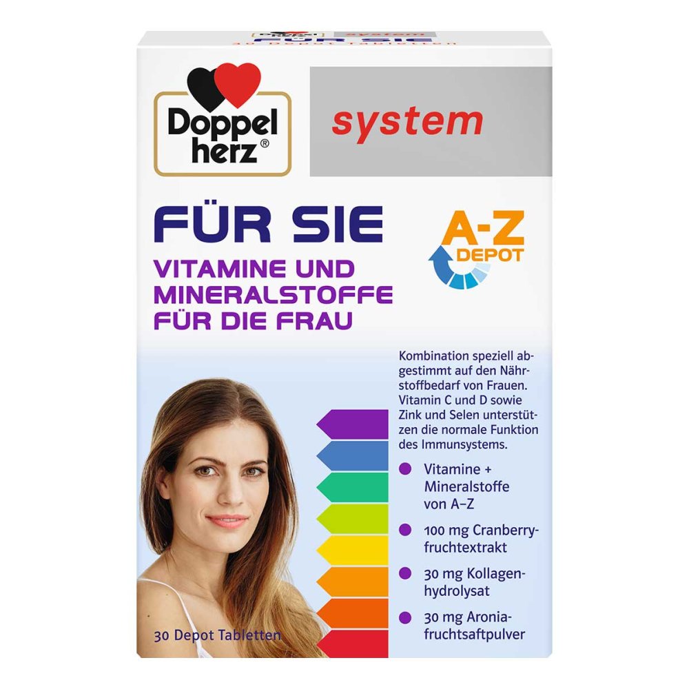 Doppelherz 女性系统复合营养片剂，30 片 PZN：10131884