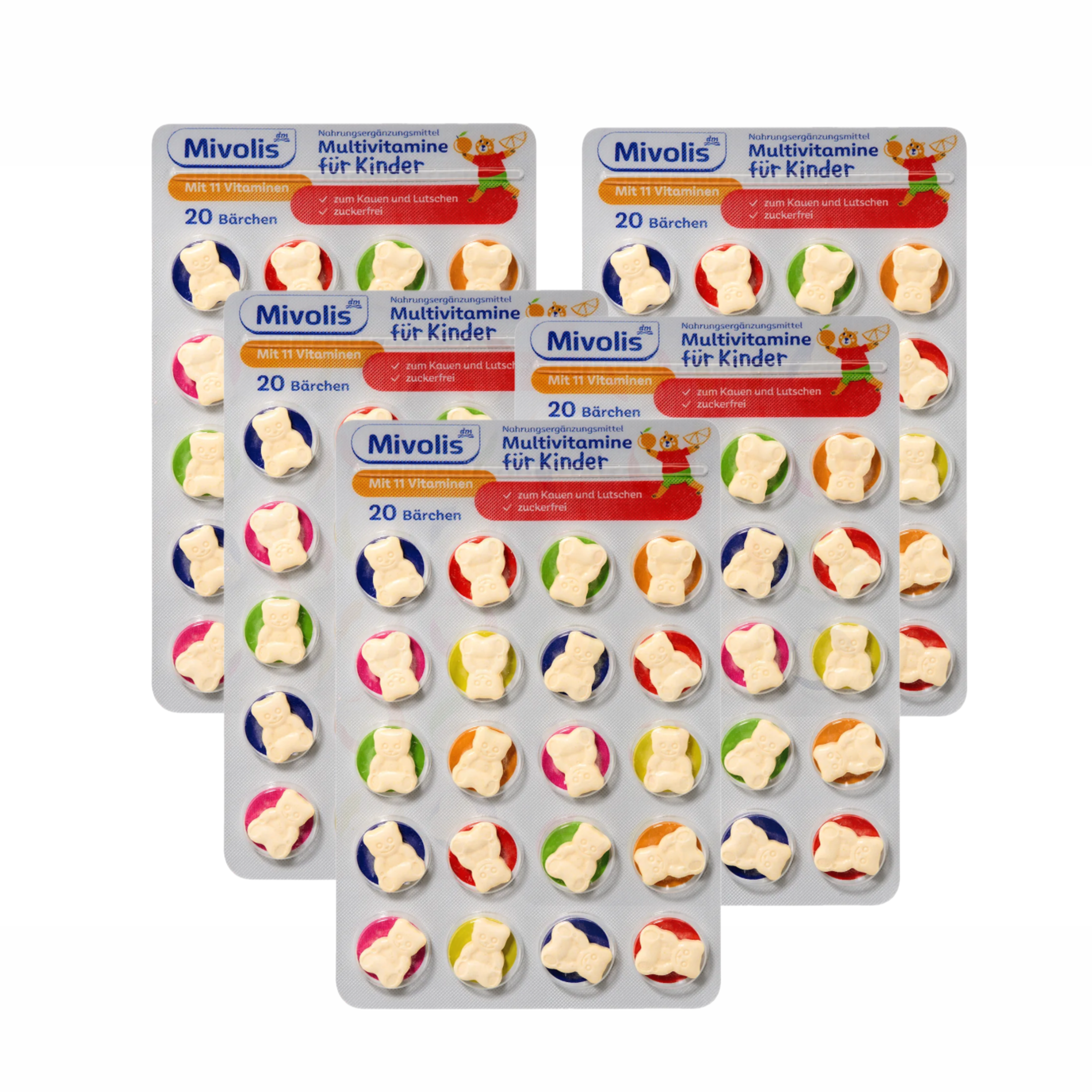 Mivolis Kids Multivitamin Chewable Tablets – 5 Pack (100 Tablets) Sugar-Free