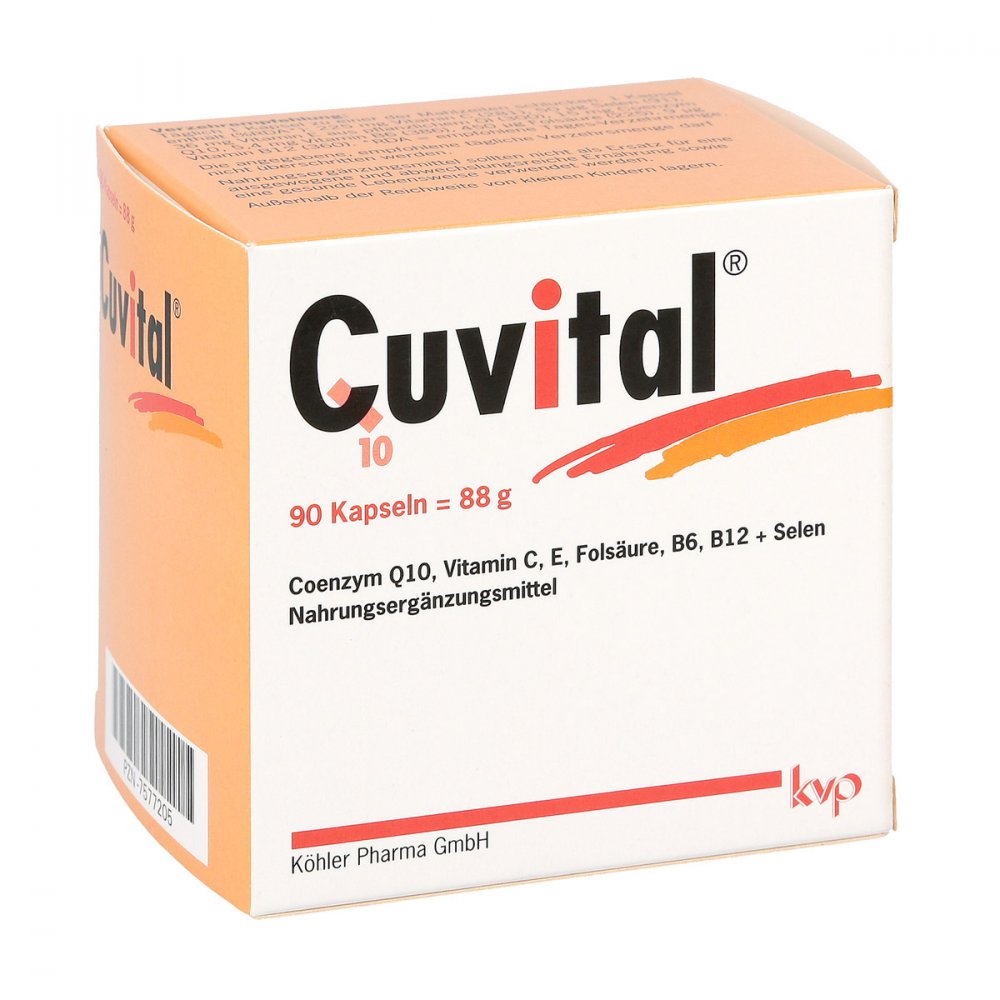 Cuvital Capsules | Coenzyme Q10, Vitamins C, E, B6, B12, Folic Acid & Selenium | Cellular Energy & Antioxidant Support | 90 Capsules | PZN 07577205
