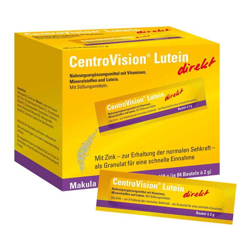 CentroVision Lutein Direct Granules 84 Sachets | Lutein, Zeaxanthin, Zinc & Antioxidant Vitamins | Eye Vision Support | Made in Germany PZN 16360315