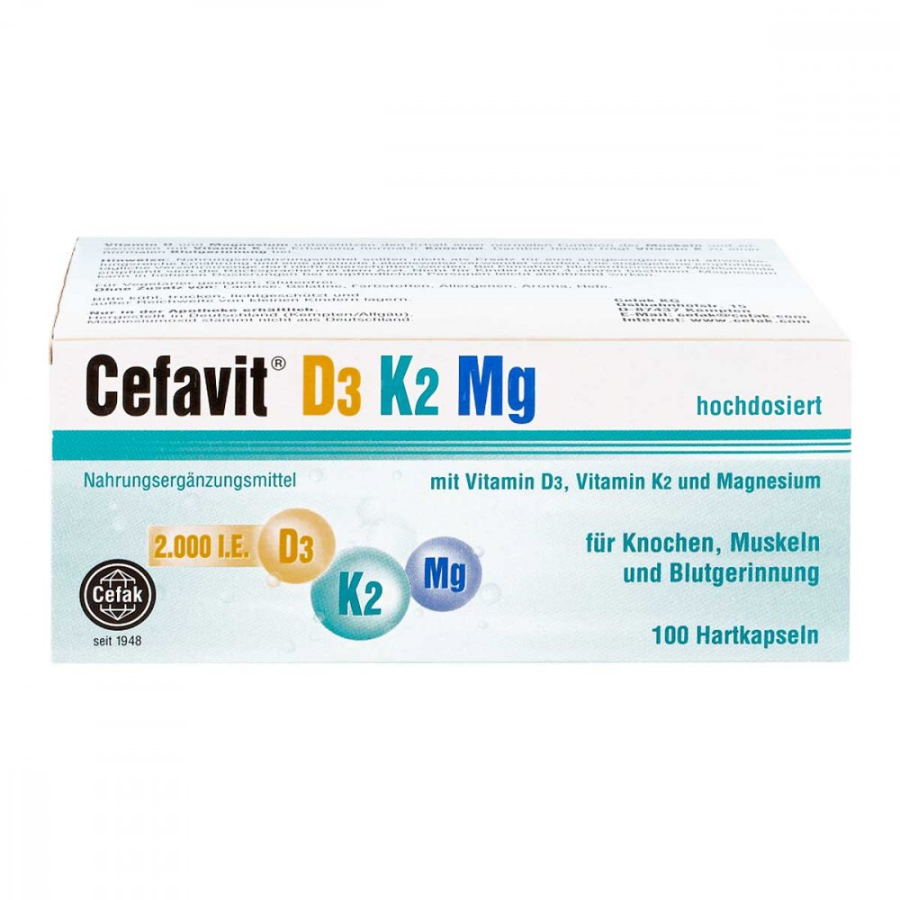 Cefavit D3 K2 Mg 硬胶囊，100 粒 PZN 15194174