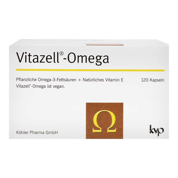 Vitazell Omega | Vegan Algae Omega-3 | EPA, DHA & Natural Vitamin E | Plant-Based Omega-3 Capsules | 120 Capsules | PZN 11335407
