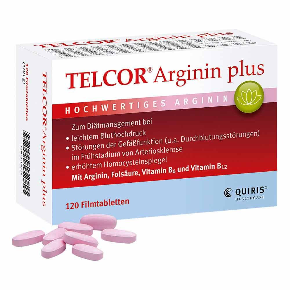 Telcor Arginin Plus 120 Film-Coated Tablets | Premium L-Arginine + Vitamin B6, B12 & Folic Acid | Vascular Nutritional Support | Vegan Made in Germany PZN 03104734