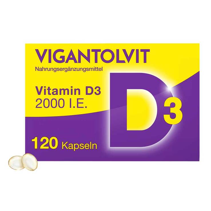德国原装Vigantolvit 2000 IU 维生素D3软胶囊 120粒 PZN 12423869 免疫与骨骼健康支持