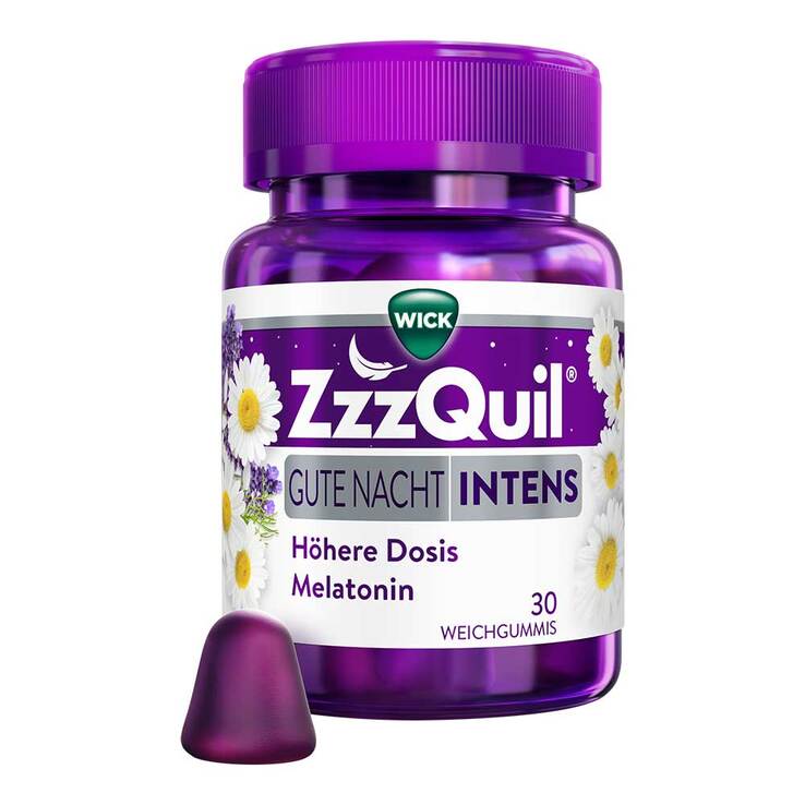 德国原装 WICK ZzzQuil 助眠安神晚安软糖 30粒 PZN 18491866 高浓度褪黑素1.7毫克 缬草 洋甘菊 薰衣草