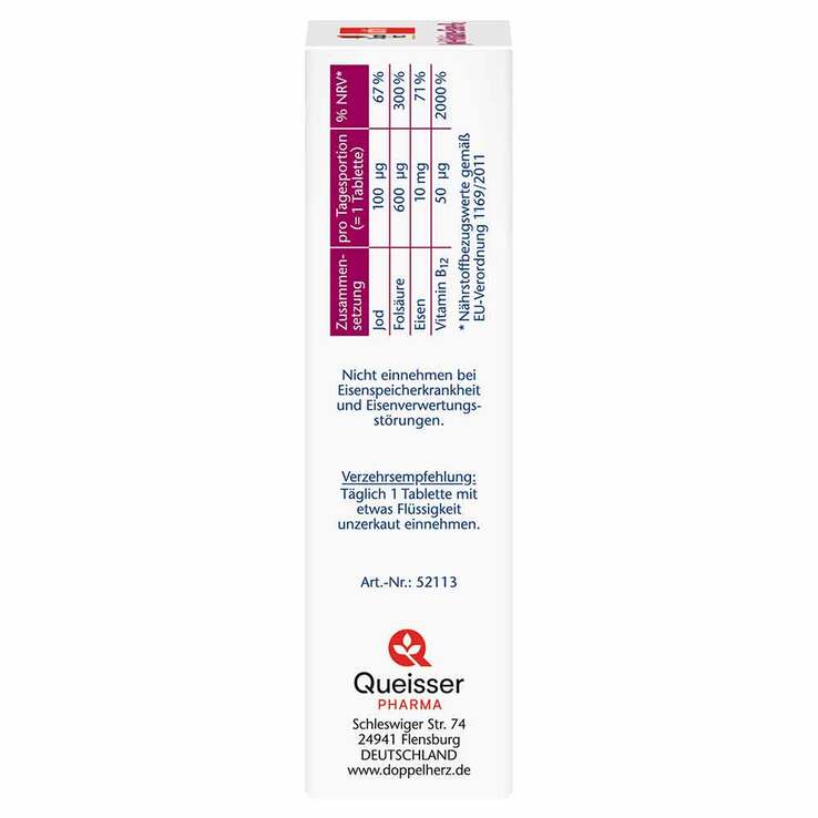 Germany Doppelherz Iodine + Folic Acid + Iron + B12 Tablets 150 pcs PZN 18710558 Women Energy Thyroid Support