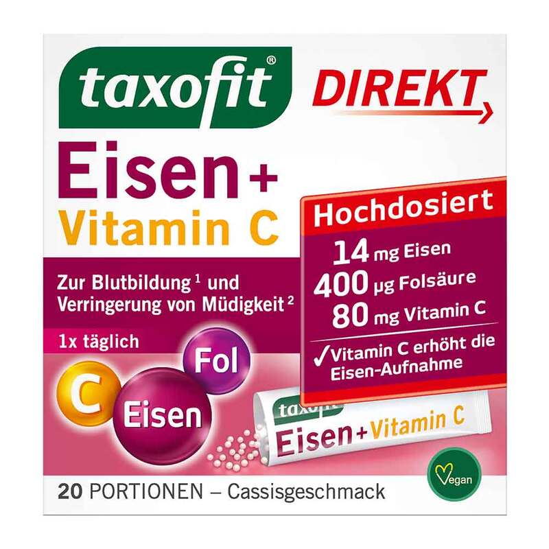 Taxofit 铁+维生素C即食颗粒 20份 | PZN 19080556 | 德国制造