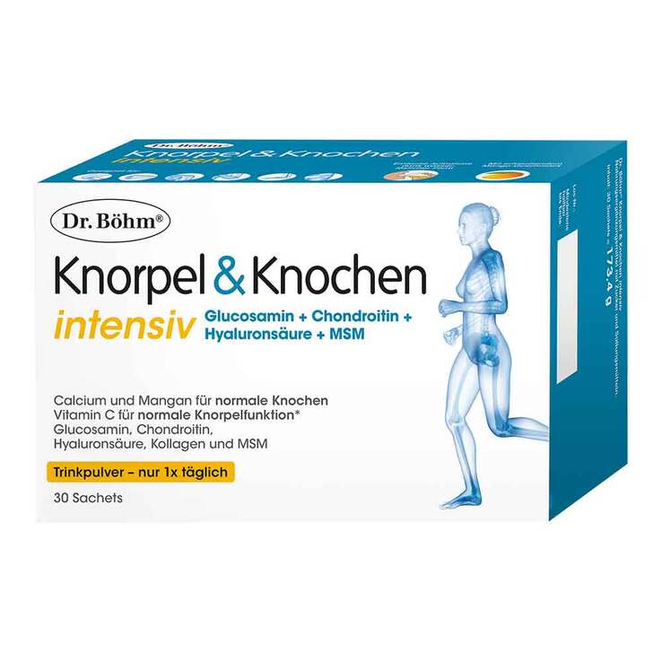 Dr. Böhm Knorpel & Knochen Intensiv | Glucosamine, Chondroitin, Type II Collagen, Hyaluronic Acid, MSM & Vitamin C | Joint, Cartilage & Bone Support | 30 Sachets | PZN 19266918