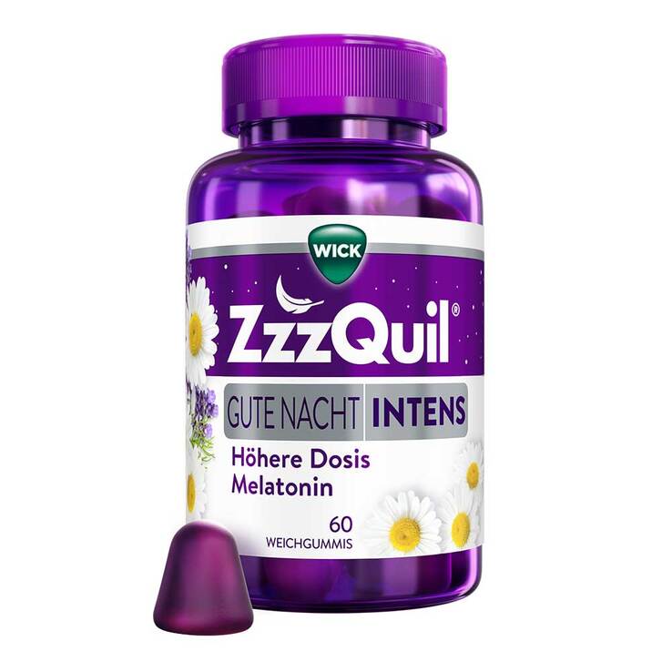 德国原装 WICK ZzzQuil 安神助眠加强软糖 60粒 高强度褪黑素 睡眠支持 