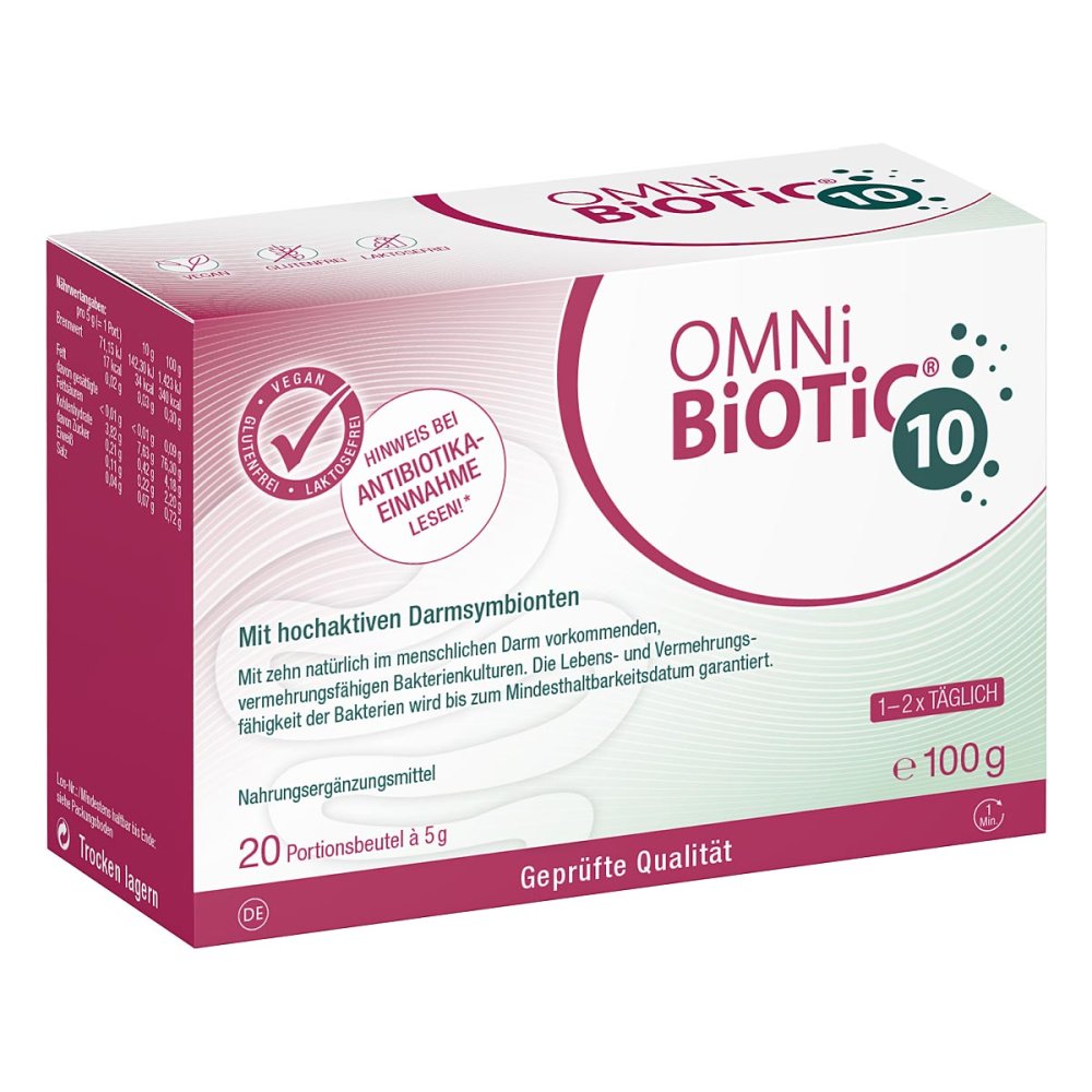Omni Biotic 10 肠道益生菌粉粉剂 20X5 克 PZN 13584824 使用抗生素期间的肠胃养护益生菌