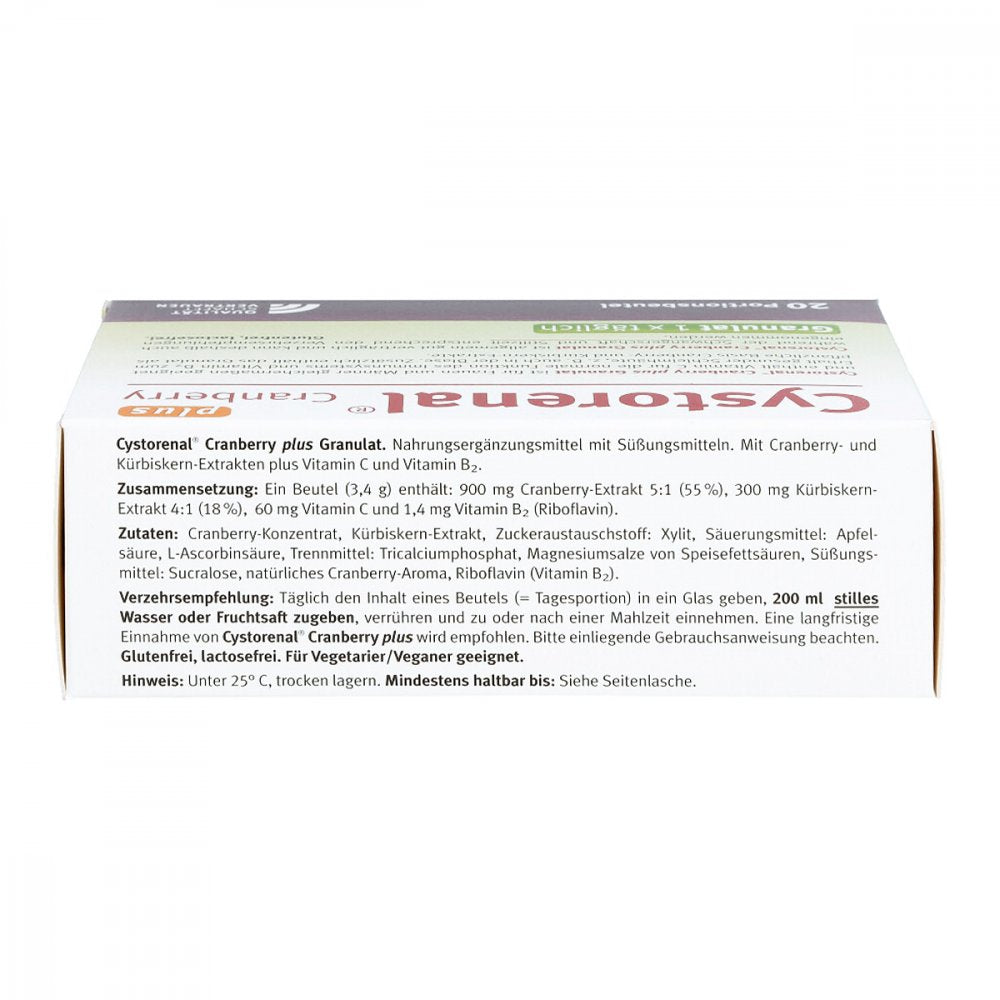 Cystorenal Cranberry Plus Granules 20 Sachets | Cranberry & Pumpkin Seed Bladder Support Formula | PZN 07635730