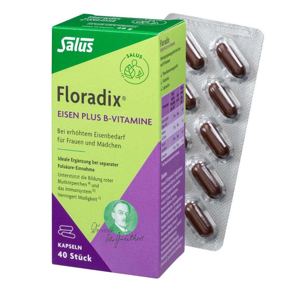 Floradix 铁加 B 族维生素胶囊，40 粒 PZN 07764261