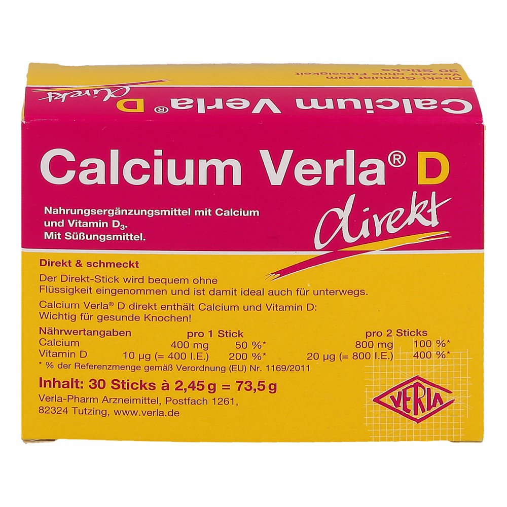 Verla Calcium Verla D 直接颗粒，30 片 x 2 包 PZN 14287844