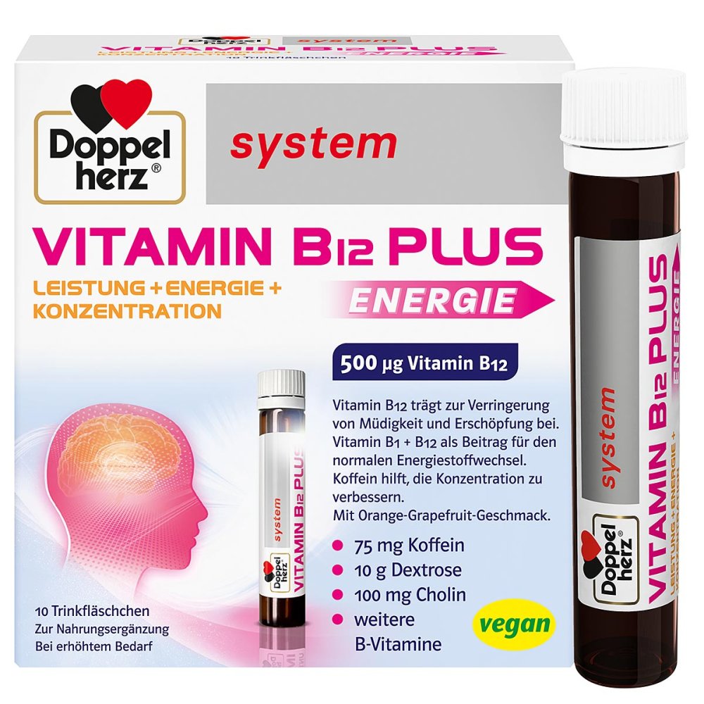 Doppelherz 系统维生素 B12 Plus 饮用安瓿，10x25 毫升 PZN 09071390