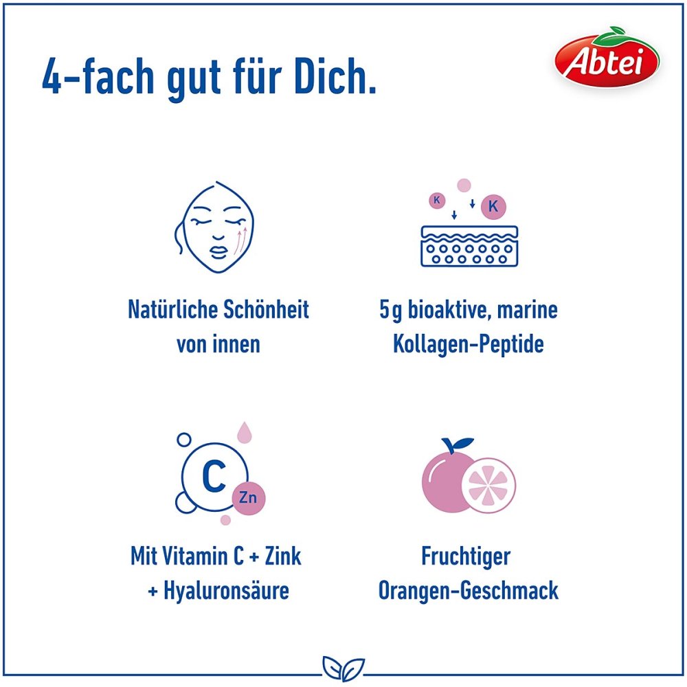 Abtei Beauty Kollagen Intensiv 5000 | Marine Collagen Peptides | 5,000 mg Collagen + Hyaluronic Acid, Vitamin C, Biotin & Zinc | 10 Drinking Ampoules | PZN 16363041