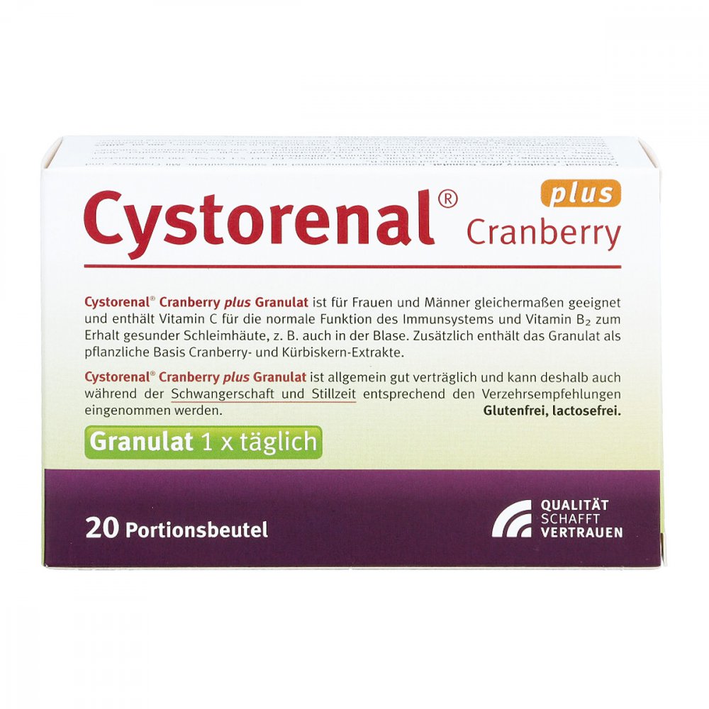 Cystorenal 蔓越莓plus颗粒 20 片 PZN 07635730 男女适用