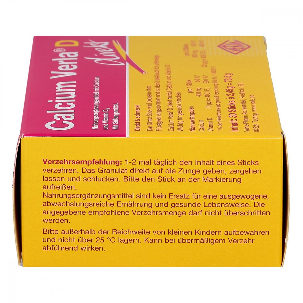 Verla Calcium Verla D 直接颗粒，30 片 x 2 包 PZN 14287844