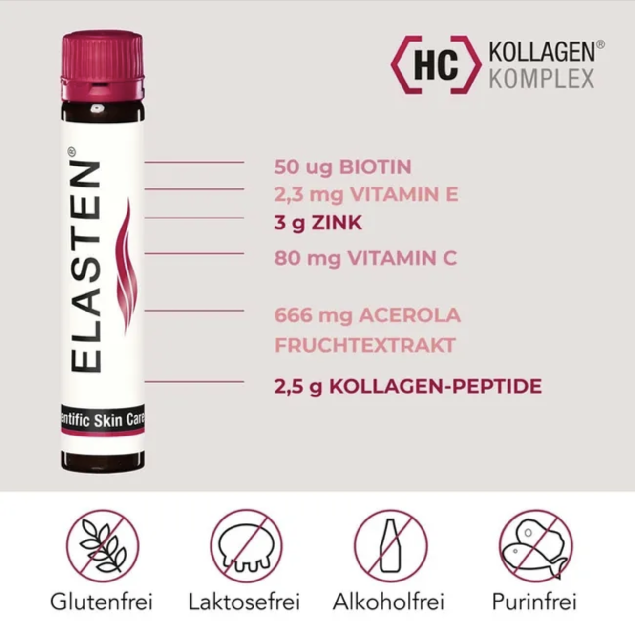 Elasten Complete Your Beauty 28 Drinking Vials PZN 10048806 | 2.5 g Collagen Peptides + Vitamin C, Biotin & Zinc | Skin Beauty Supplement | Made in Germany