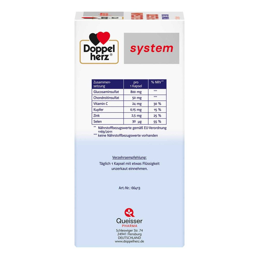 Doppelherz 系统葡萄糖胺 Plus 800 粒胶囊，120 粒 x 2 包 PZN 09337942