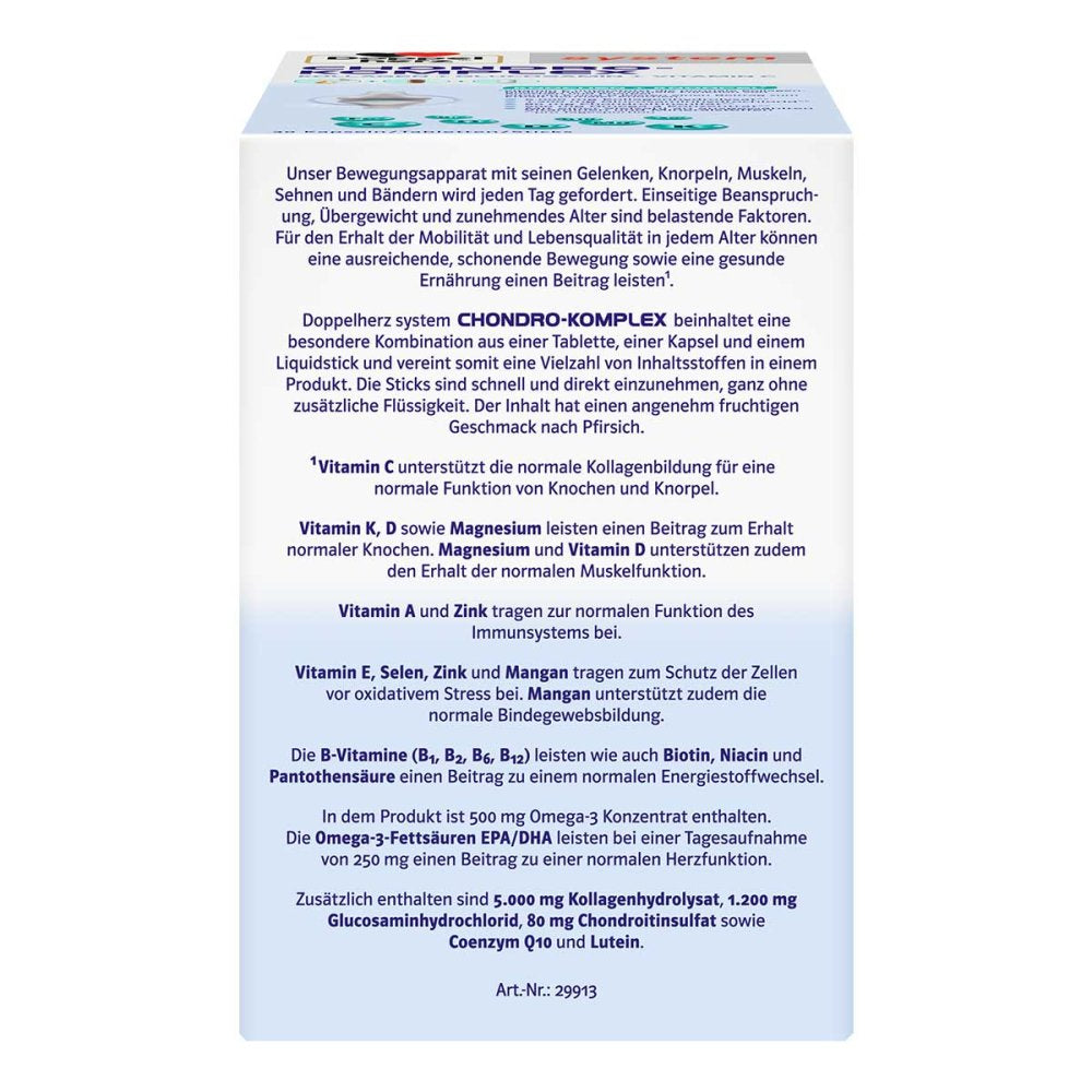Doppelherz System Chondro Complex | Collagen, Glucosamine, Chondroitin & Omega-3 | Complete Joint Support Formula | 30 Daily Packs | PZN 18839967