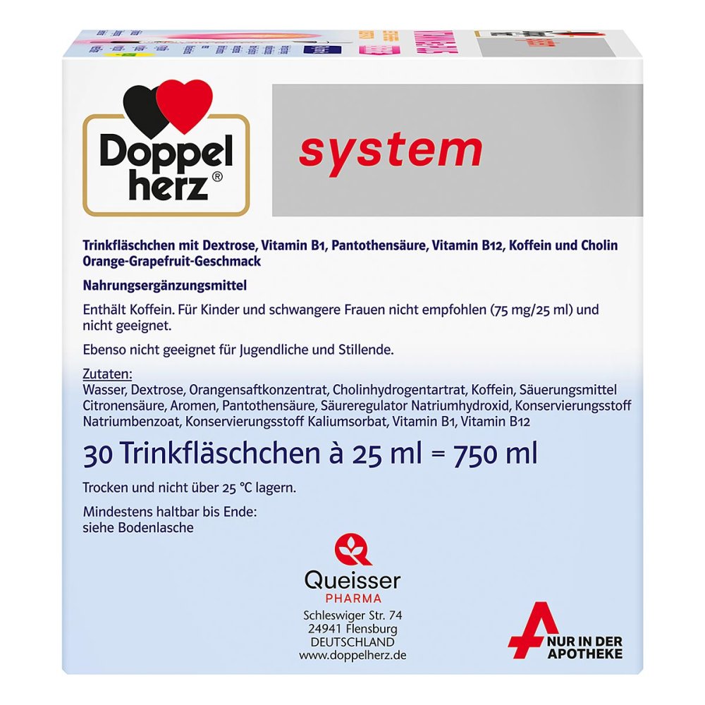 Doppelherz System Vitamin B12 Plus Energy | 500 μg B12 + Caffeine, Choline, B1 & B5 | 30 × 25 ml | PZN 09071361