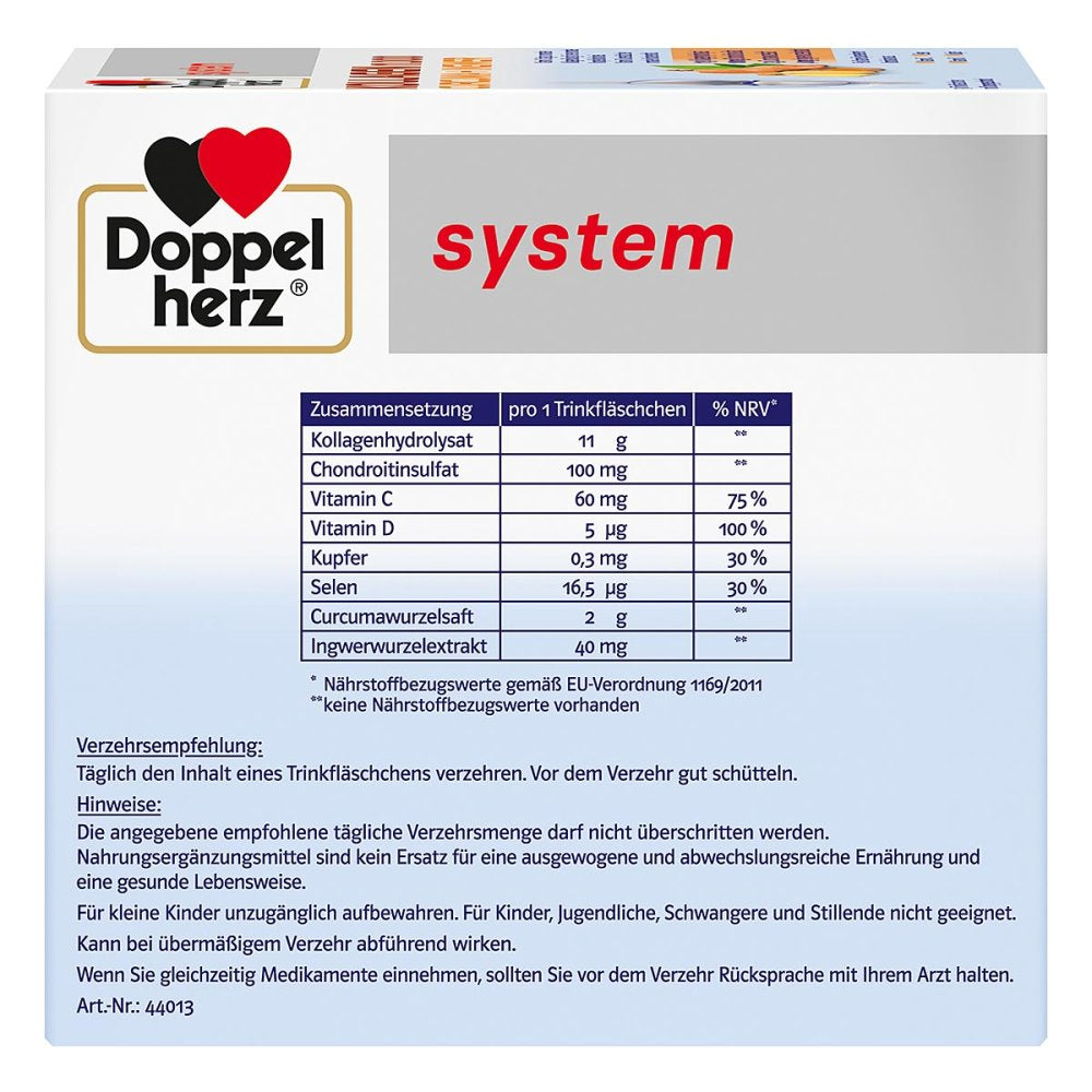 Doppelherz 系统胶原蛋白 11,000 姜黄 + 生姜 30x25ml PZN 16879158 橙味饮水瓶