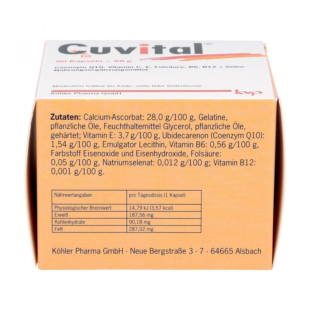 Cuvital Capsules | Coenzyme Q10, Vitamins C, E, B6, B12, Folic Acid & Selenium | Cellular Energy & Antioxidant Support | 90 Capsules | PZN 07577205