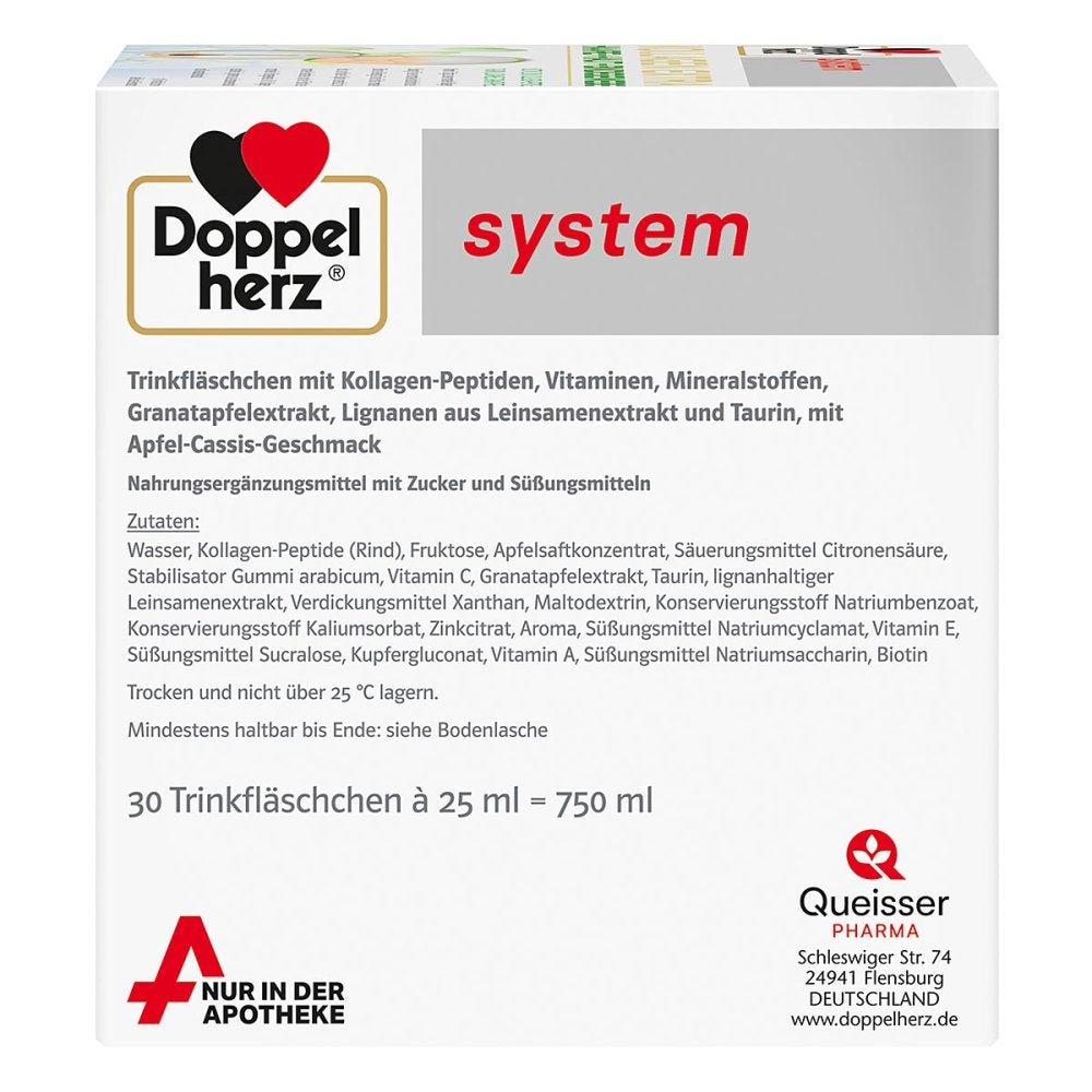 Doppelherz System Kollagen Extra 30 Drinking Vials PZN 17215437 2.5 g Collagen Peptides + Hyaluronic Acid | Hair, Skin & Connective Tissue Support