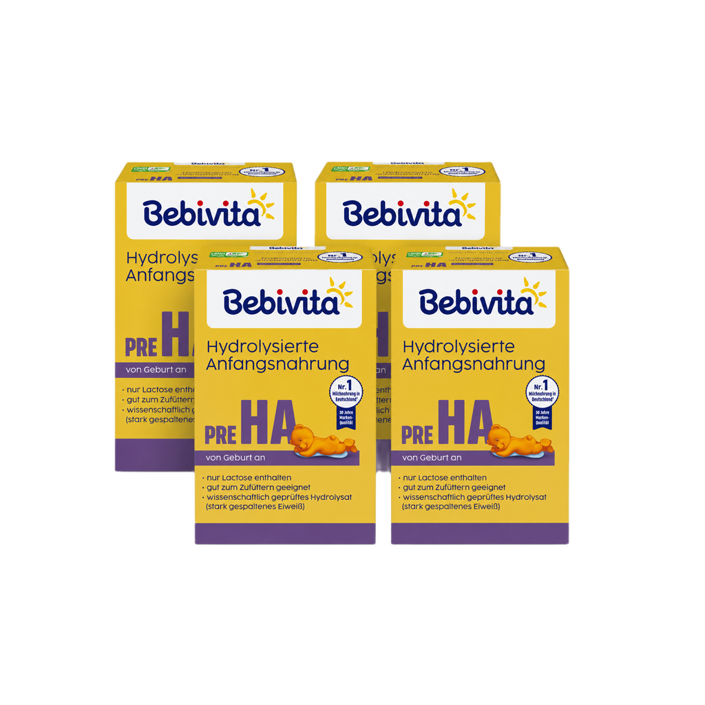 Bebivita PRE HA Infant Formula Value Pack 4 × 500 g From Birth | Hydrolyzed Whey Protein | HA Formula | DHA | Lactose Only | Made in Germany