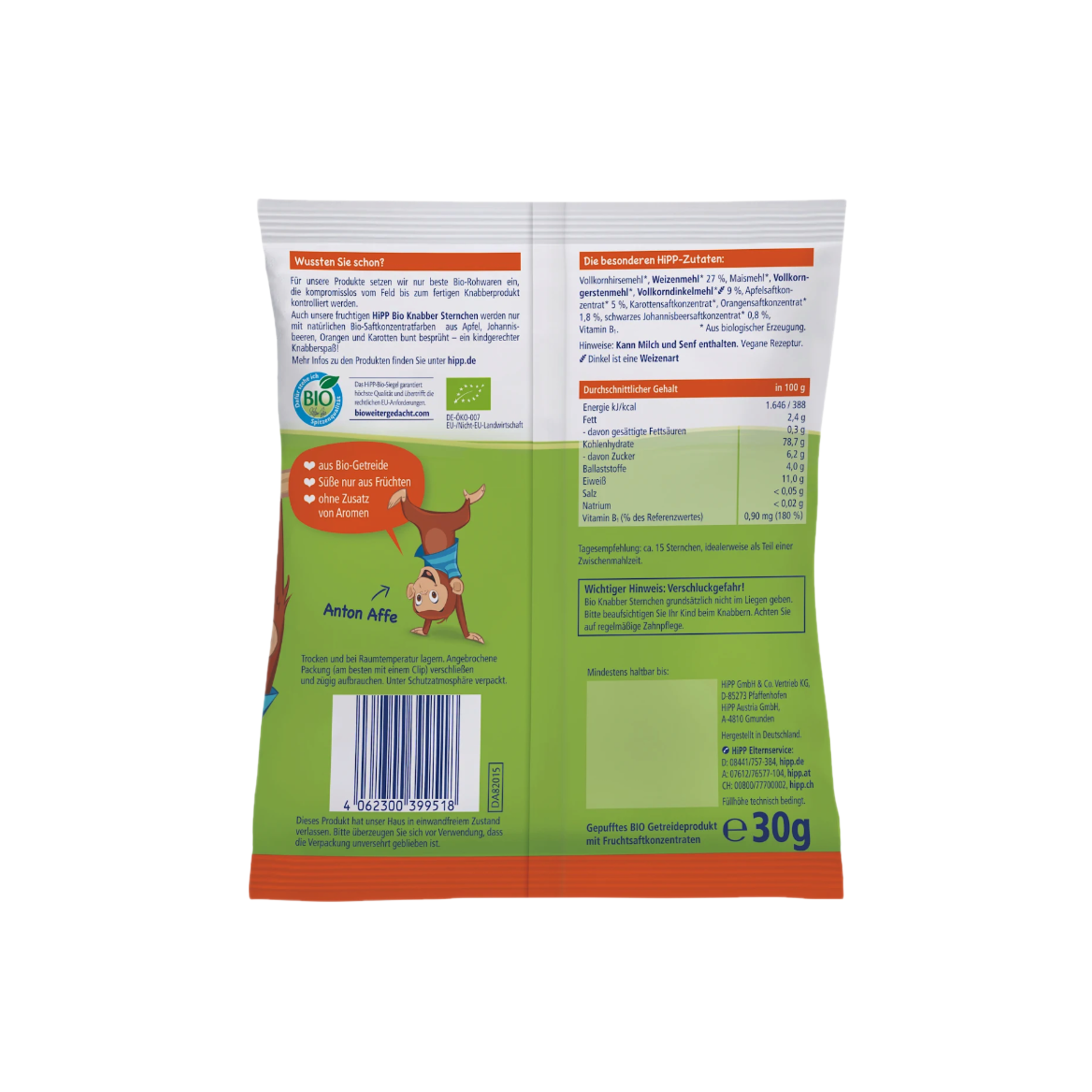 HiPP Organic Crunchy Stars Apple, Orange & Blackcurrant Value Pack 15 × 30 g Kids Snack from 1 Year | Organic Cereal Snack | No Added Flavors | Made in Germany