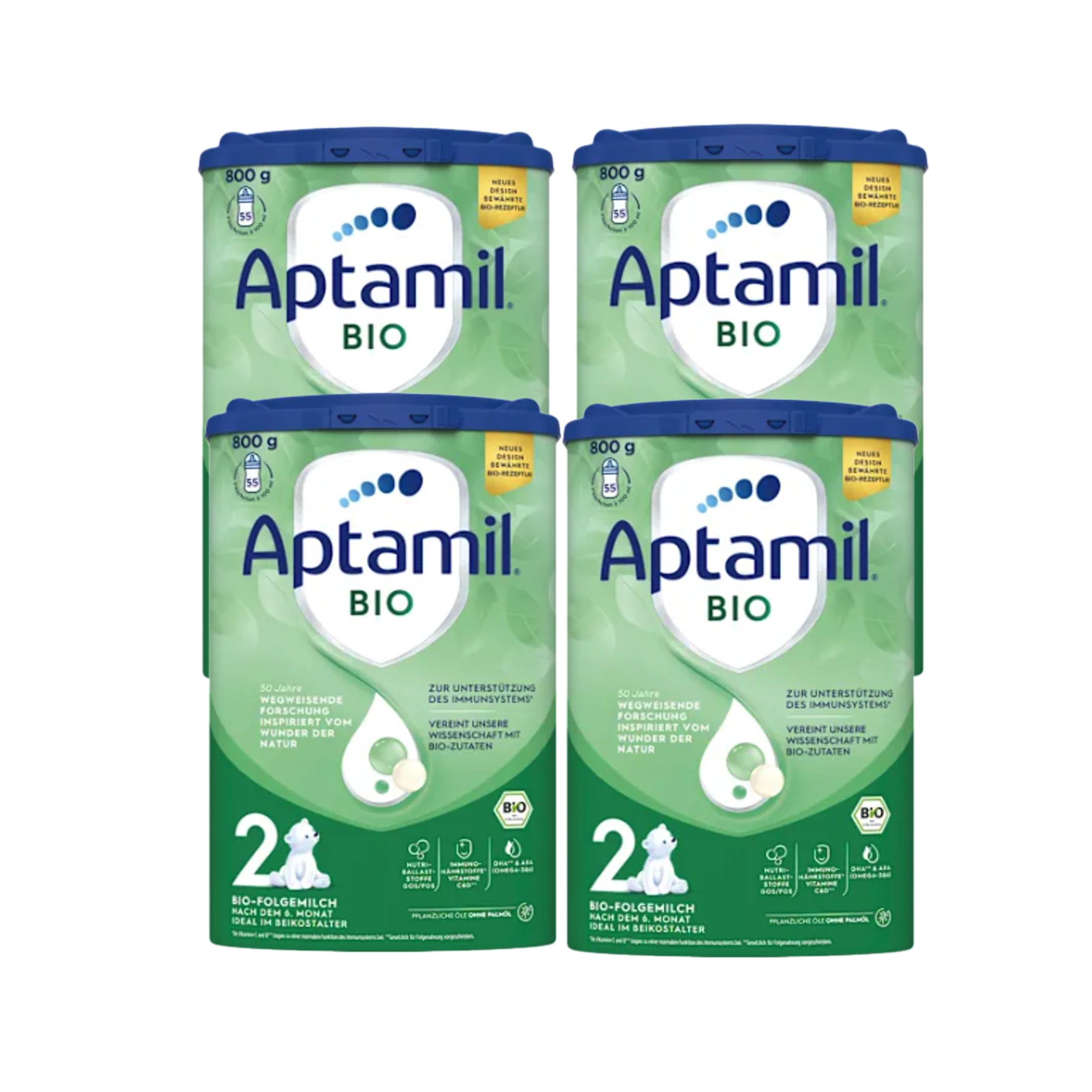 Aptamil Bio 2 Follow-On Formula Family Value Pack 3200g 4 × 800 g | Organic Formula | From 6 Months | GOS/FOS | Palm Oil Free | Made in Germany