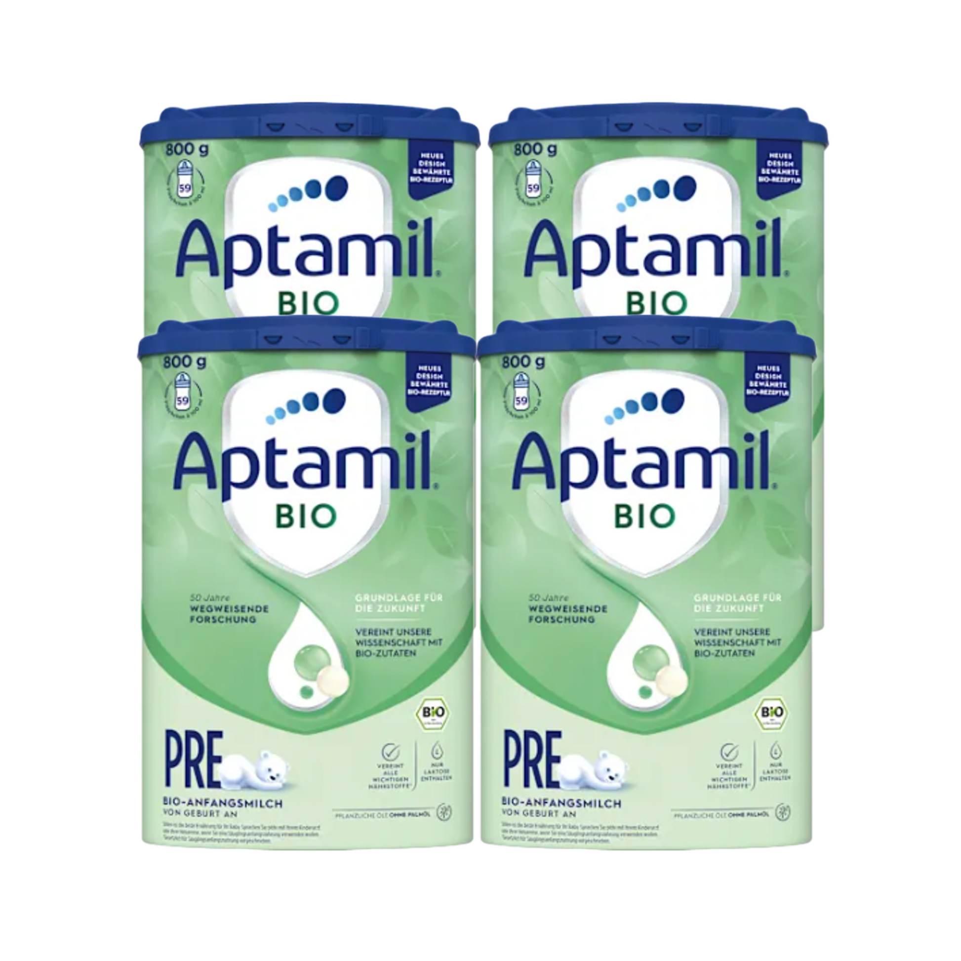 Aptamil Bio PRE Infant Formula Family Value Pack 3200g 4 × 800 g | Organic Formula | From Birth | Lactose Only | Palm Oil Free | Made in Germany