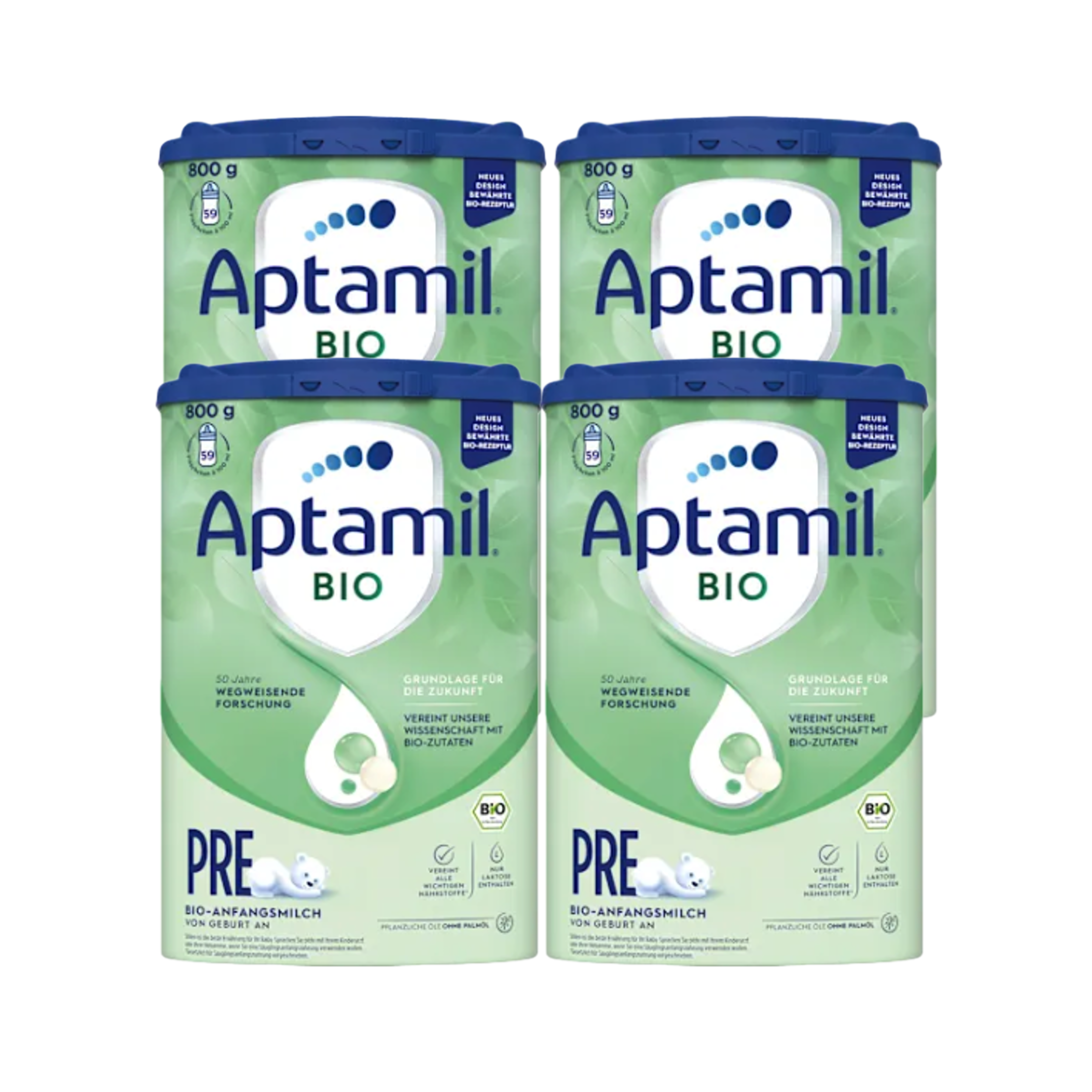 Aptamil Bio PRE Infant Formula Family Value Pack 3200g 4 × 800 g | Organic Formula | From Birth | Lactose Only | Palm Oil Free | Made in Germany