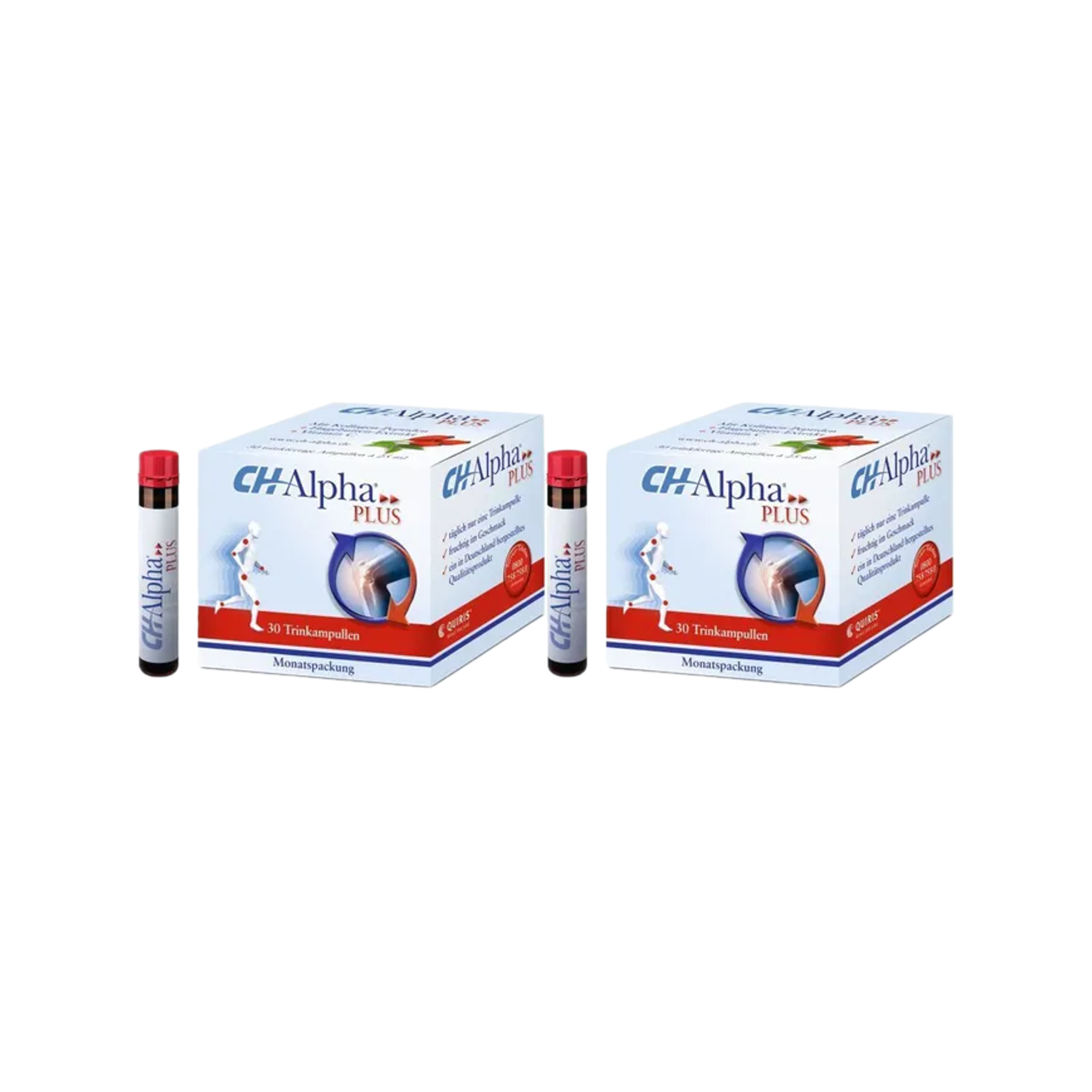 CH-Alpha PLUS 2-Pack Bundle 60 Drinking Vials (2 × 30) PZN 05005597 | Collagen Peptides, Rose Hip Extract & Vitamin C | Joint & Cartilage Support | Made in Germany