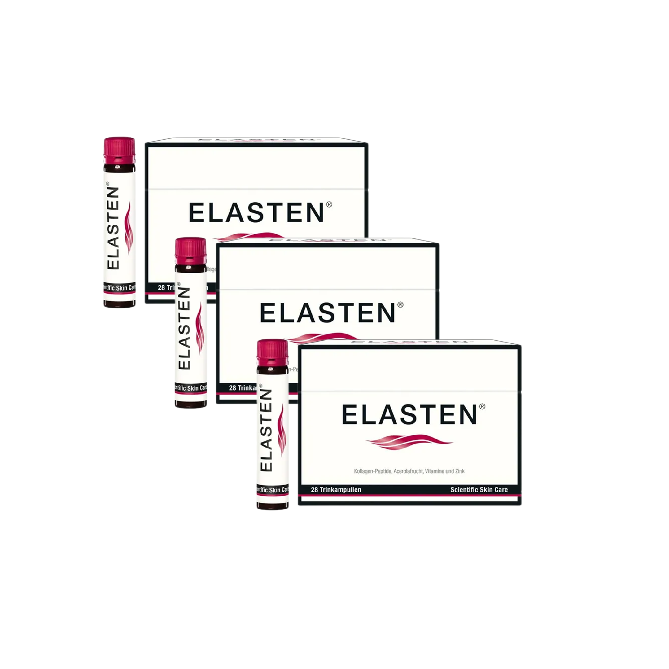 ELASTEN® Complete Your Beauty 3-Pack Bundle 84 Drinking Vials (3 × 28) PZN 10048806  | 2.5 g Collagen Peptides | Vitamin C, Biotin & Zinc | Skin Beauty Supplement | Made in Germany