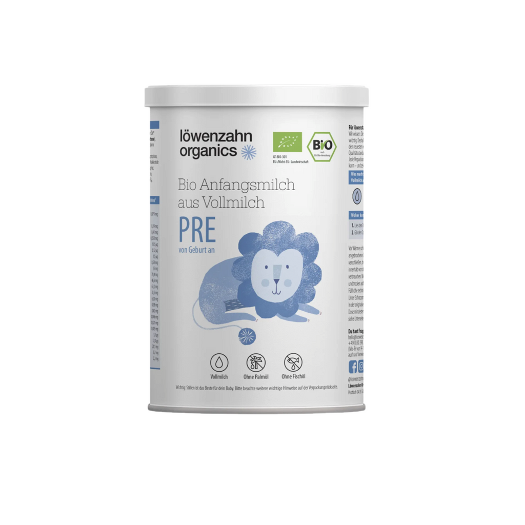 Löwenzahn Organics PRE Organic Infant Formula Family Value Pack 1600g 4 × 400 g | Whole Milk Recipe | From Birth | Organic | Palm Oil Free | Made in Germany