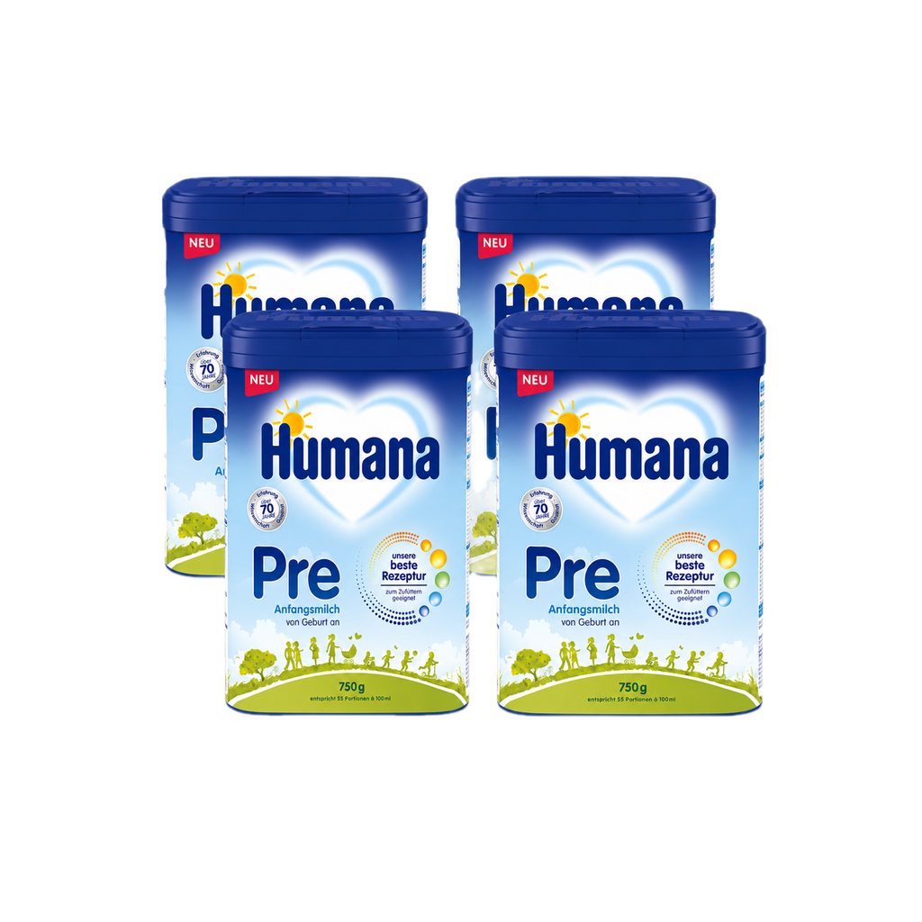 Humana PRE Infant Formula Value Pack 4 × 750 g From Birth | With HMOs, DHA & ARA Lactose Only | Made in Germany