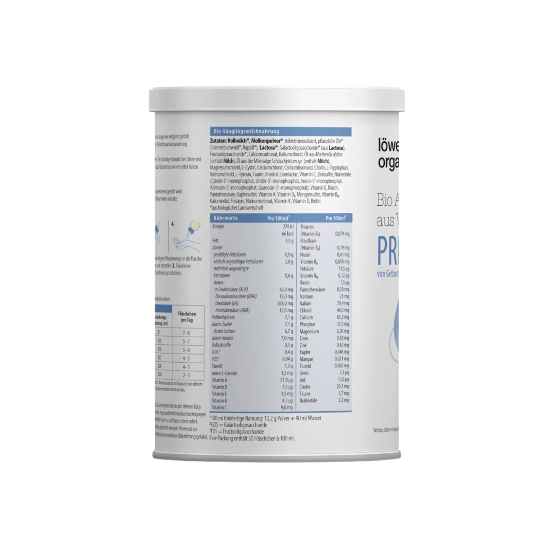 Löwenzahn Organics PRE Organic Infant Formula Family Value Pack 1600g 4 × 400 g | Whole Milk Recipe | From Birth | Organic | Palm Oil Free | Made in Germany
