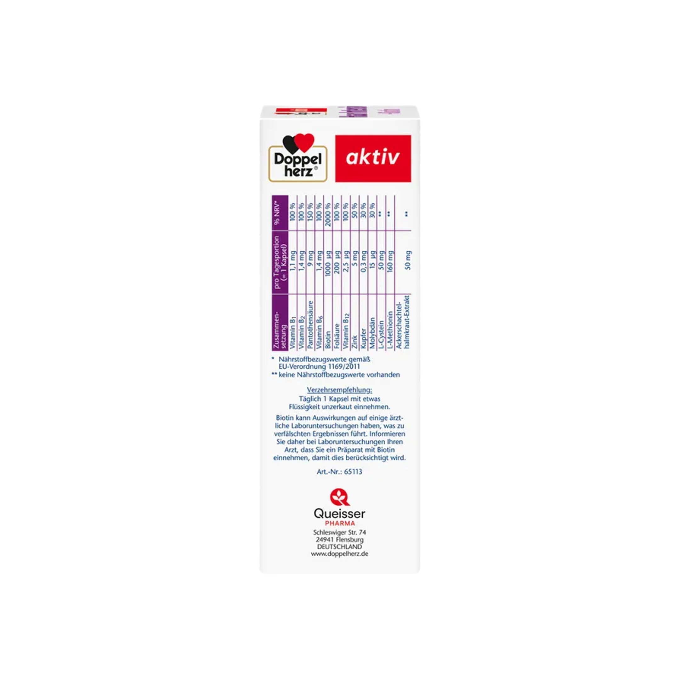 Doppelherz aktiv Haar Intensiv + Biotin 2-Pack Bundle 60 Capsules (2 × 30) PZN 16849737 | Biotin, Zinc, Copper & Millet Extract | Hair Growth & Hair Strength Support