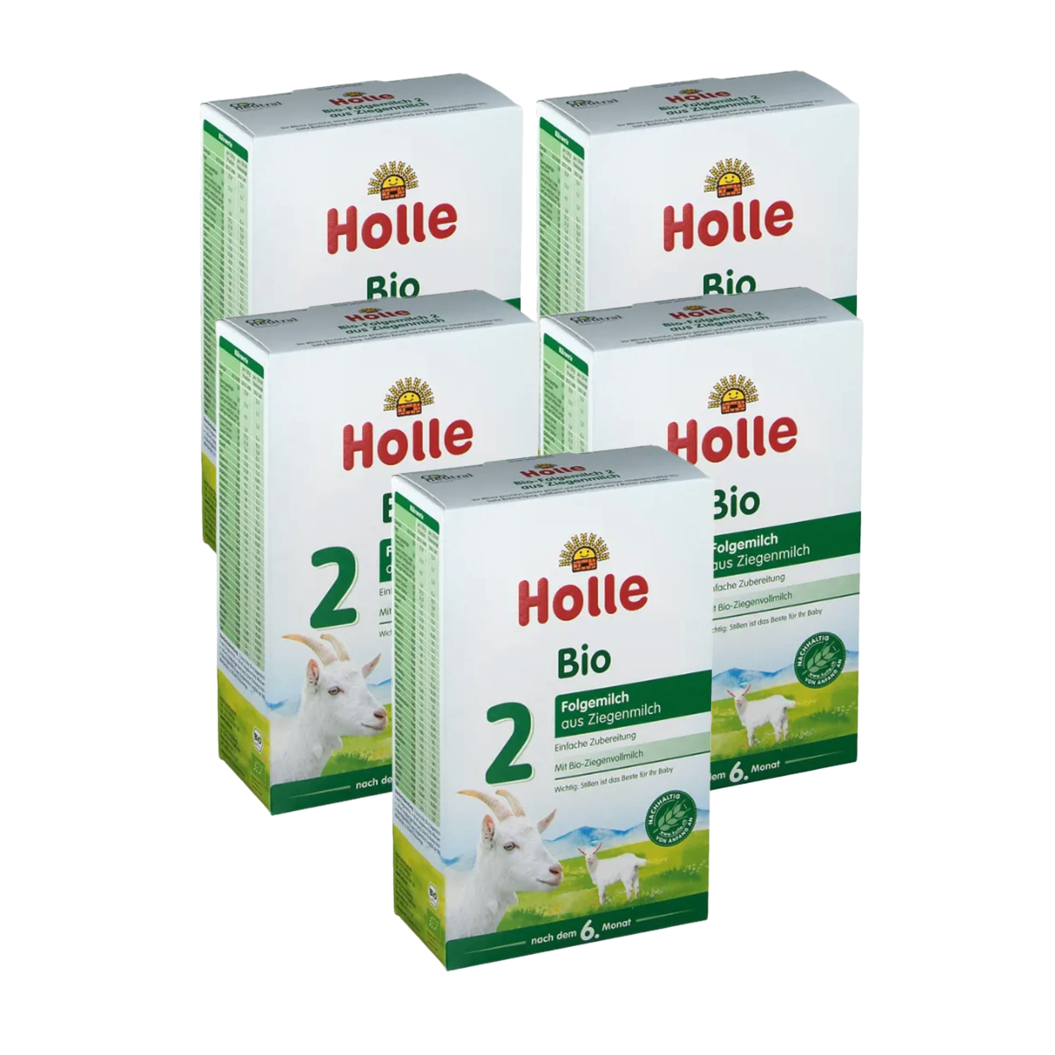 Holle Organic Goat Milk Follow-On Formula 2 Value Pack 2000g 5 × 400 g | From 6 Months | Demeter Organic | Goat Whole Milk | Palm Oil Free
