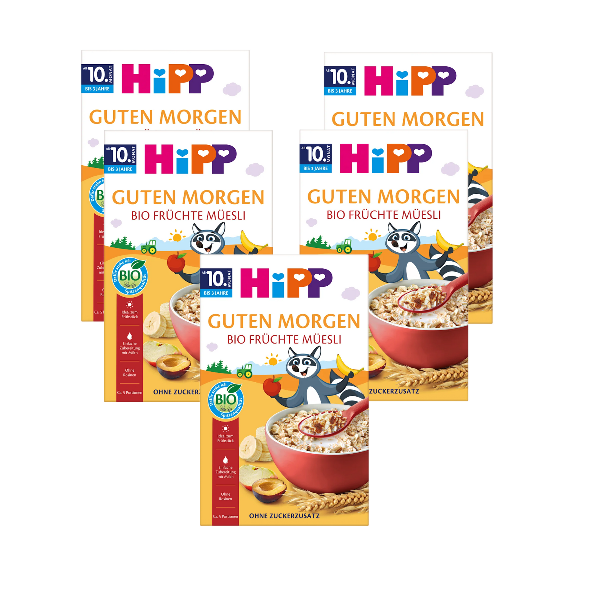 HiPP Organic Fruit Muesli 5 Pack | 5 × 200 g From 10 Months | Organic Whole Grains & Fruit | Lactose Free