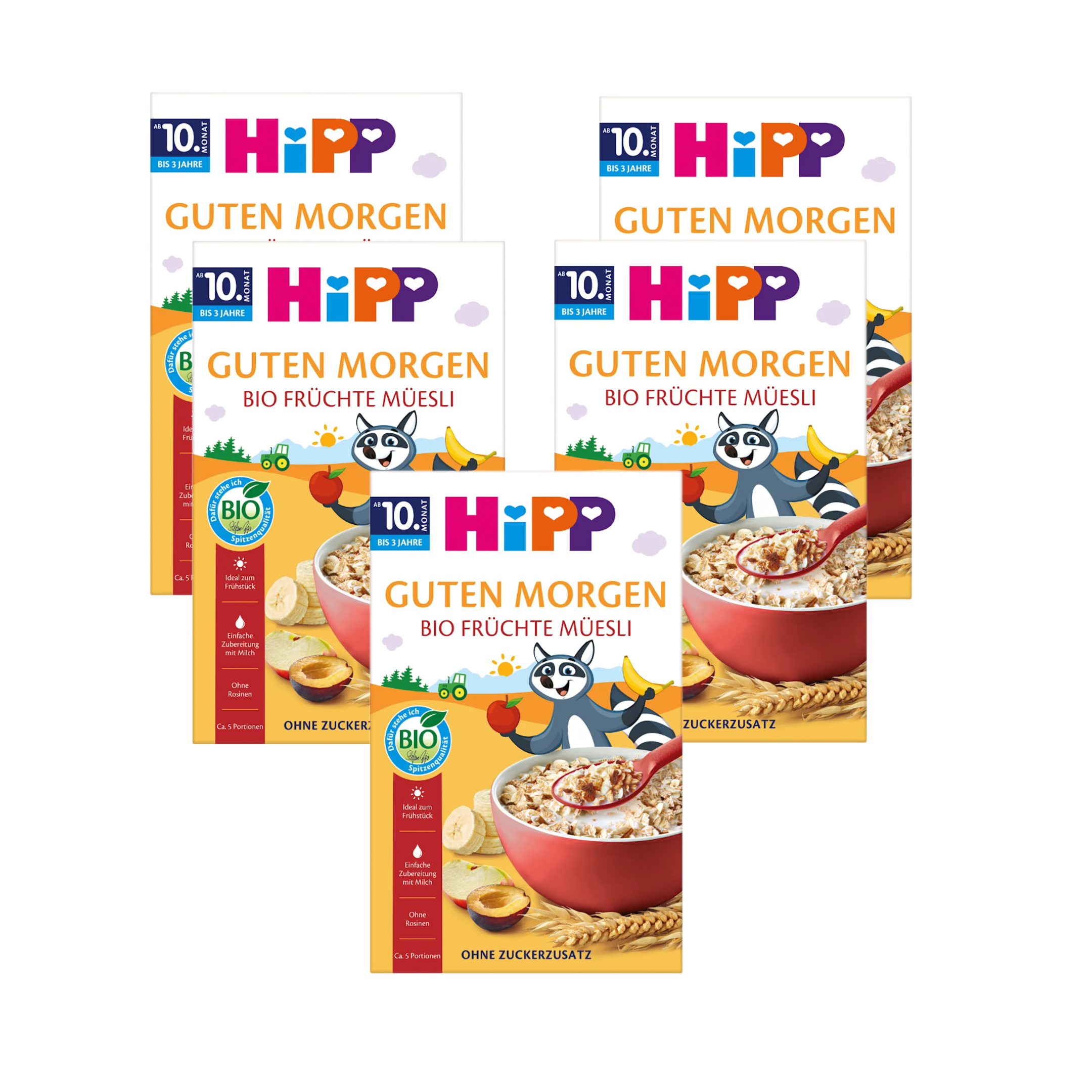 HiPP Organic Fruit Muesli 5 Pack | 5 × 200 g From 10 Months | Organic Whole Grains & Fruit | Lactose Free