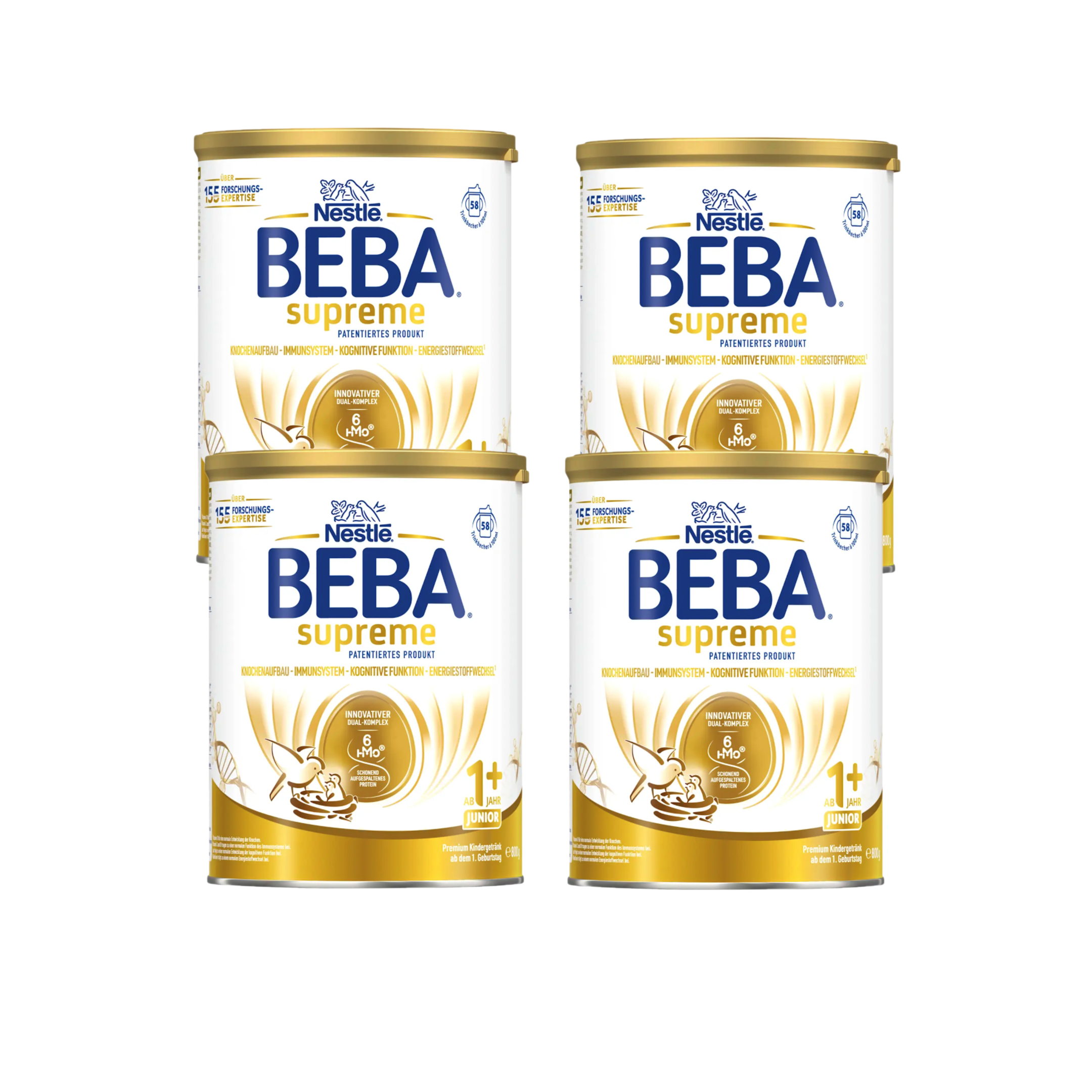 Nestlé BEBA SUPREME Junior 1+ Toddler Milk Family Value Pack 3200g 4 × 800 g | From 1 Year | 6 HMOs, B. infantis & B. lactis | Hydrolyzed Protein | Palm Oil Free