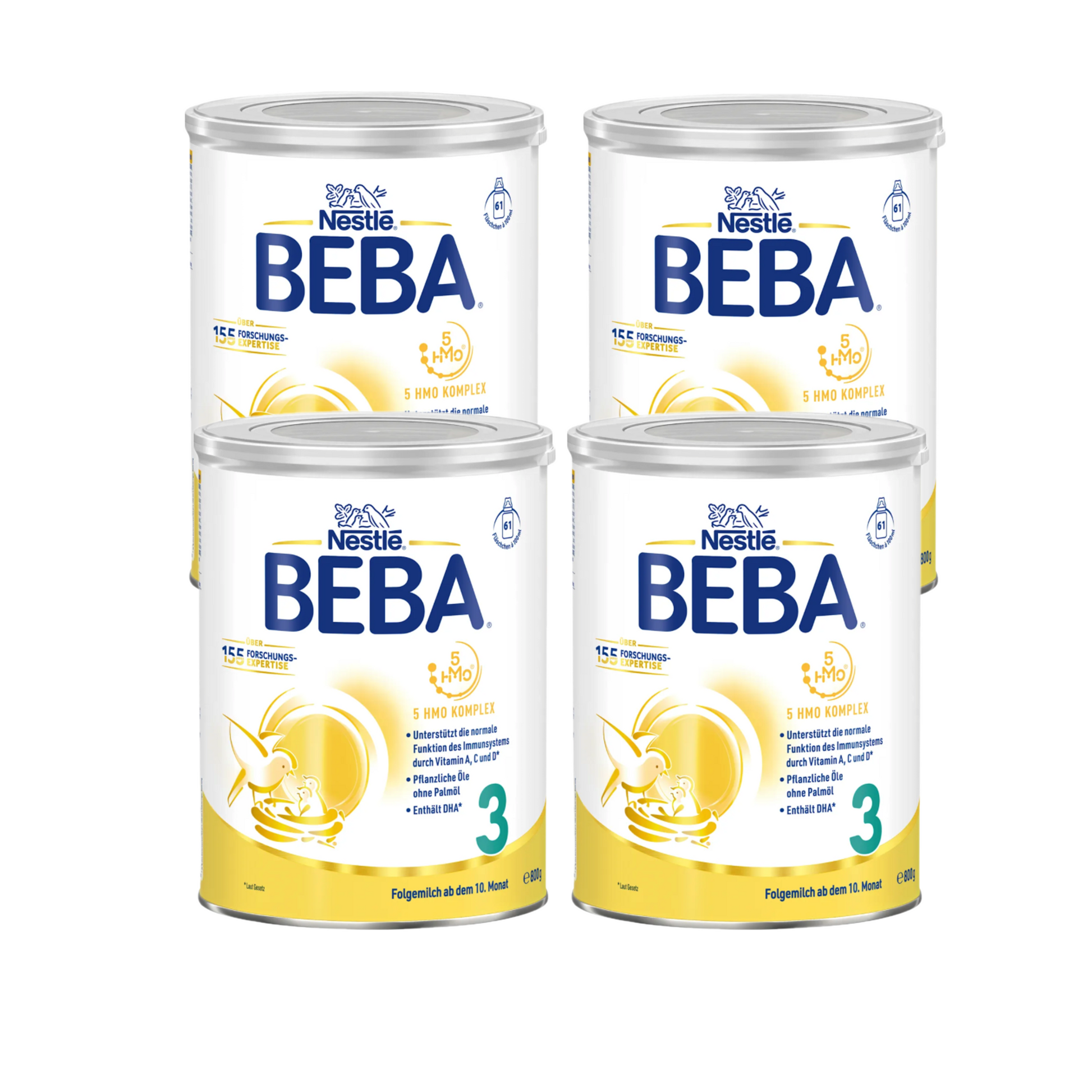 Nestlé BEBA 3 Follow-On Formula Family Value Pack 3200g 4 × 800 g | From 10 Months | 5 HMOs, DHA & ALA | Lactose Only | Palm Oil Free